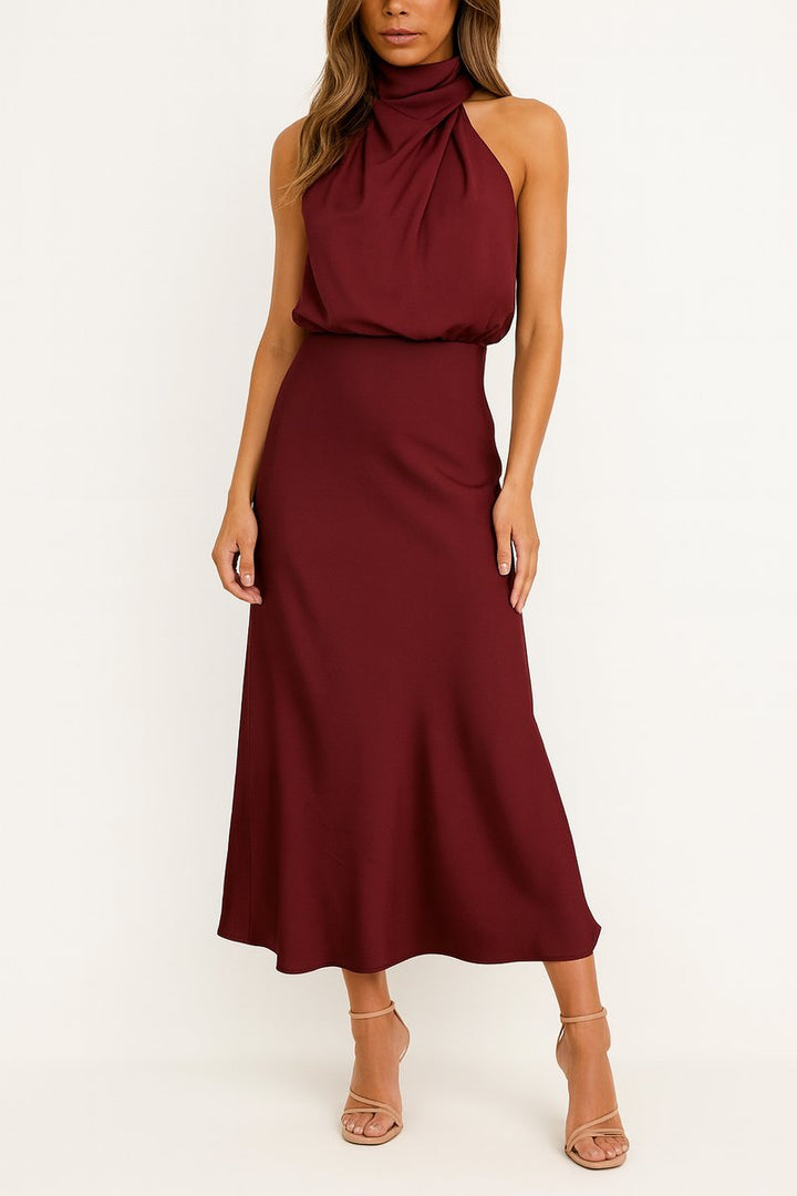 Delvette | Women's Wedding Guest Halter Midi Dress - Image 7