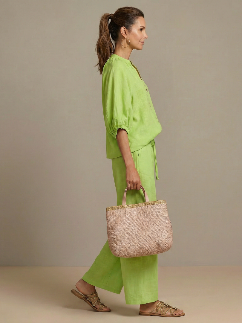 Delvine | Women's Co-ord Set Wide Leg Pants & Zip Top - Light Blue - Image 8