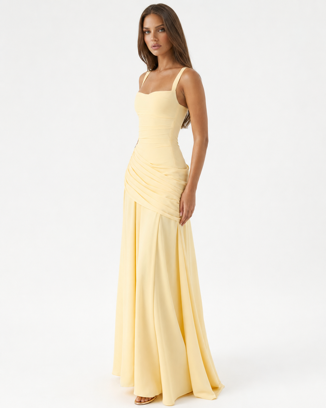 Delvinia | Women's Square Neck Ruched Maxi Dress - Image 10