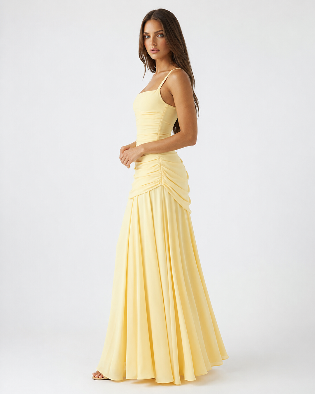 Delvinia | Women's Square Neck Ruched Maxi Dress - Image 11