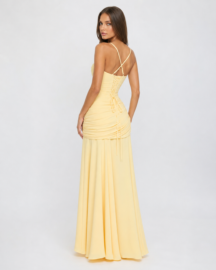 Delvinia | Women's Square Neck Ruched Maxi Dress - Image 12