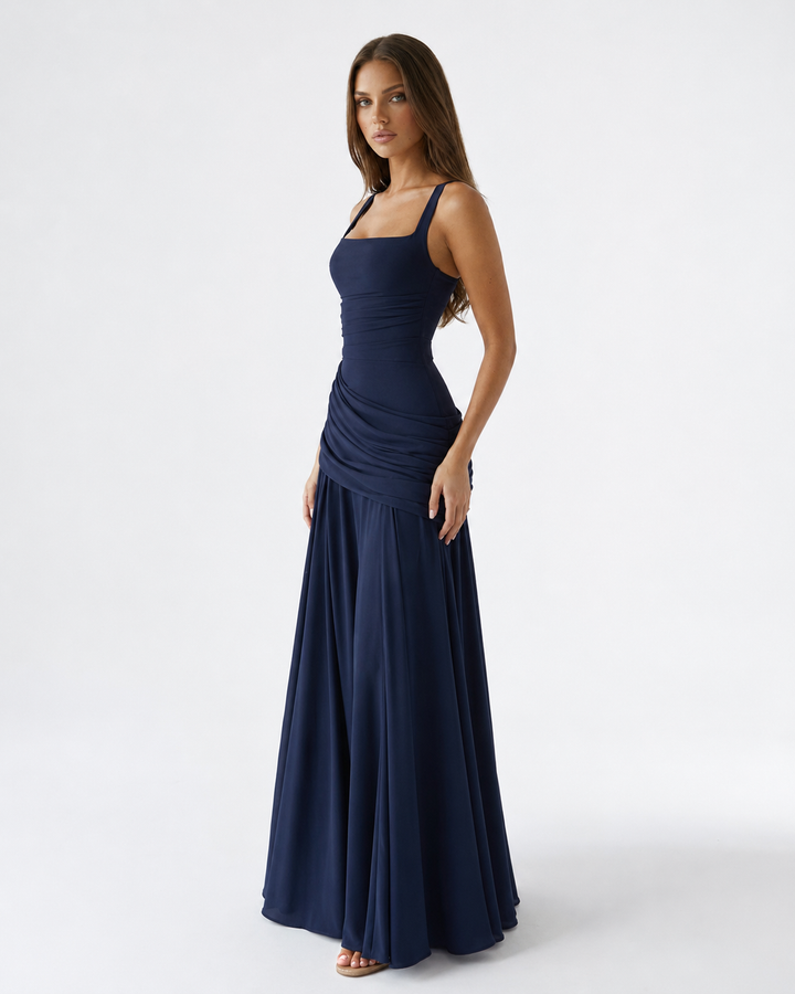 Delvinia | Women's Square Neck Ruched Maxi Dress - Image 13