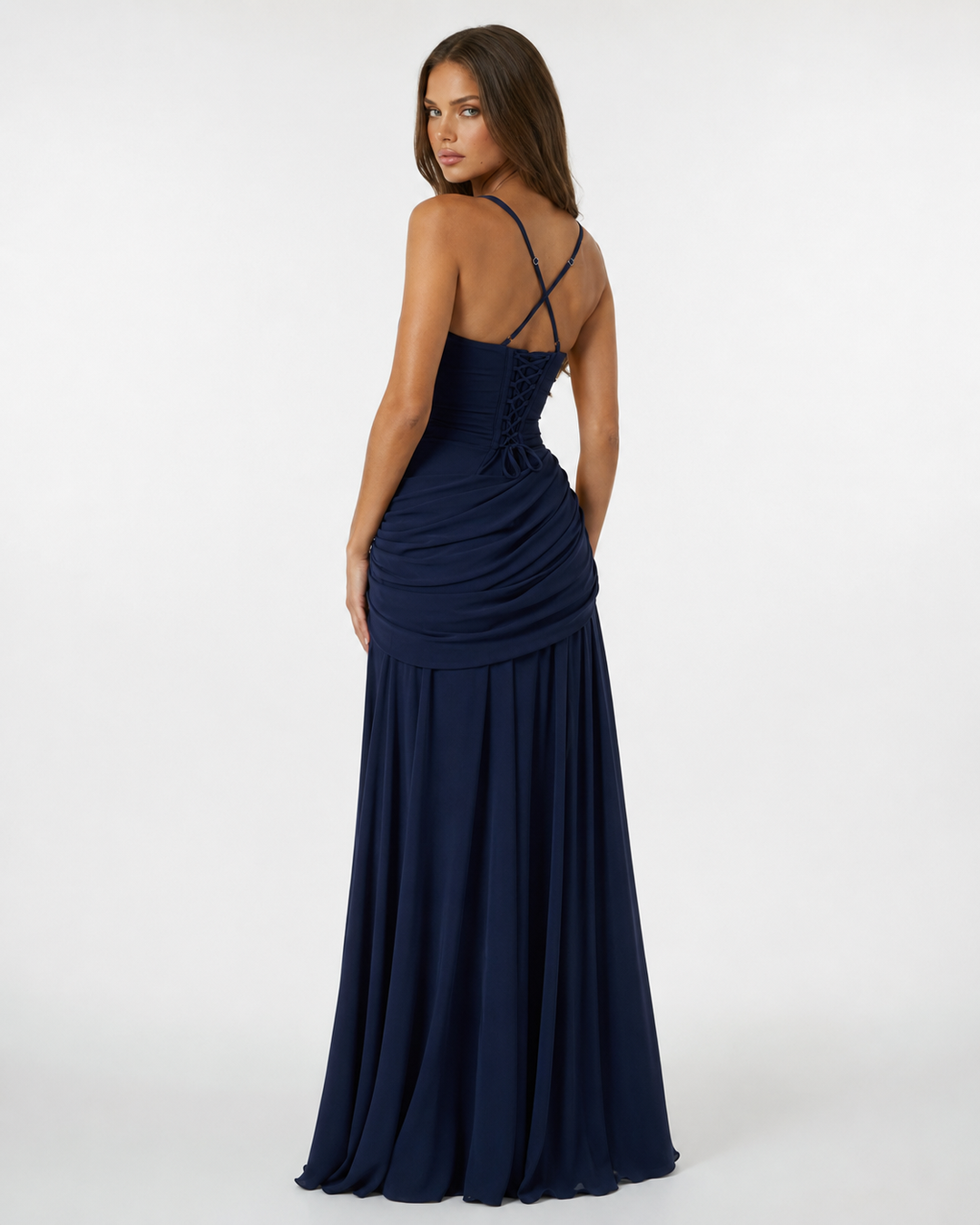 Delvinia | Women's Square Neck Ruched Maxi Dress - Image 15