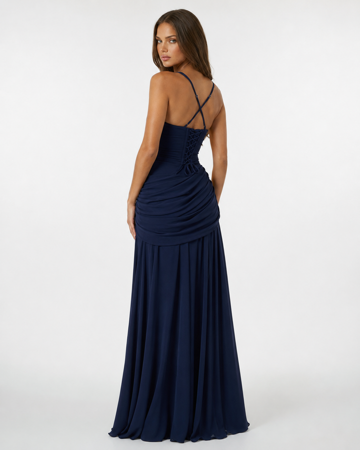 Delvinia | Women's Square Neck Ruched Maxi Dress - Image 15