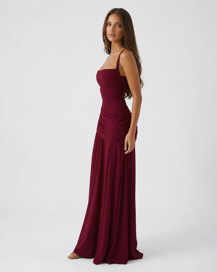 Delvinia | Women's Square Neck Ruched Maxi Dress - Image 17
