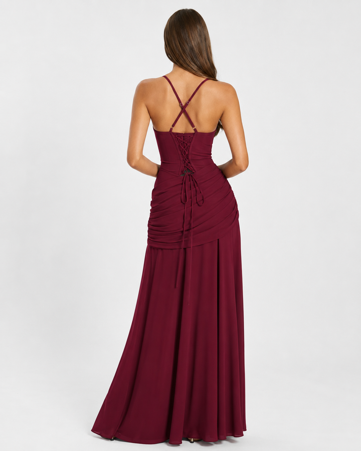Delvinia | Women's Square Neck Ruched Maxi Dress - Image 18
