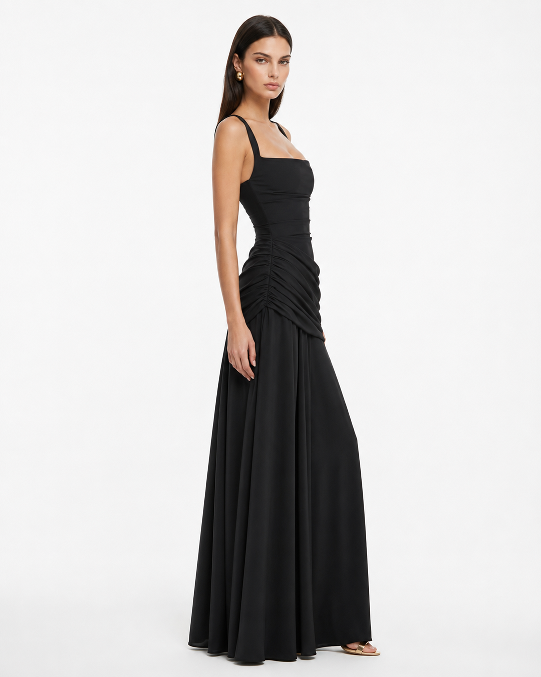 Delvinia | Women's Square Neck Ruched Maxi Dress - Image 19