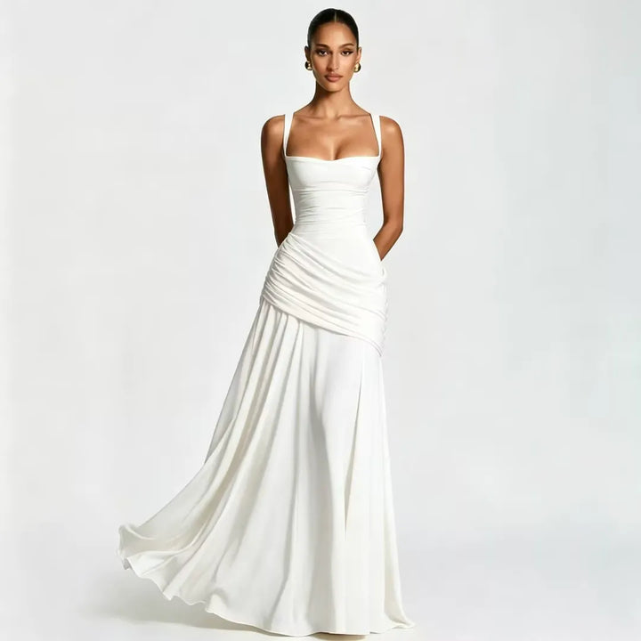 Delvinia | Women's Square Neck Ruched Maxi Dress - Image 5