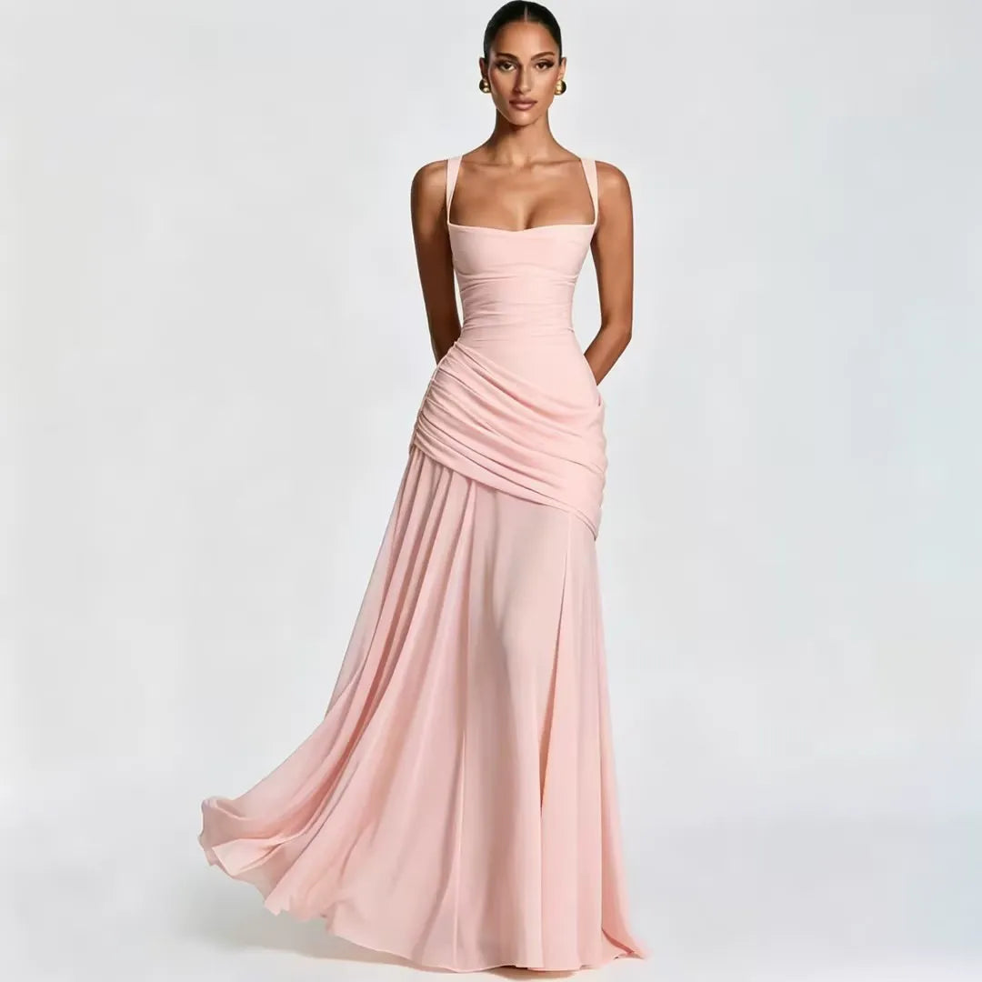 Delvinia | Women's Square Neck Ruched Maxi Dress - Image 6