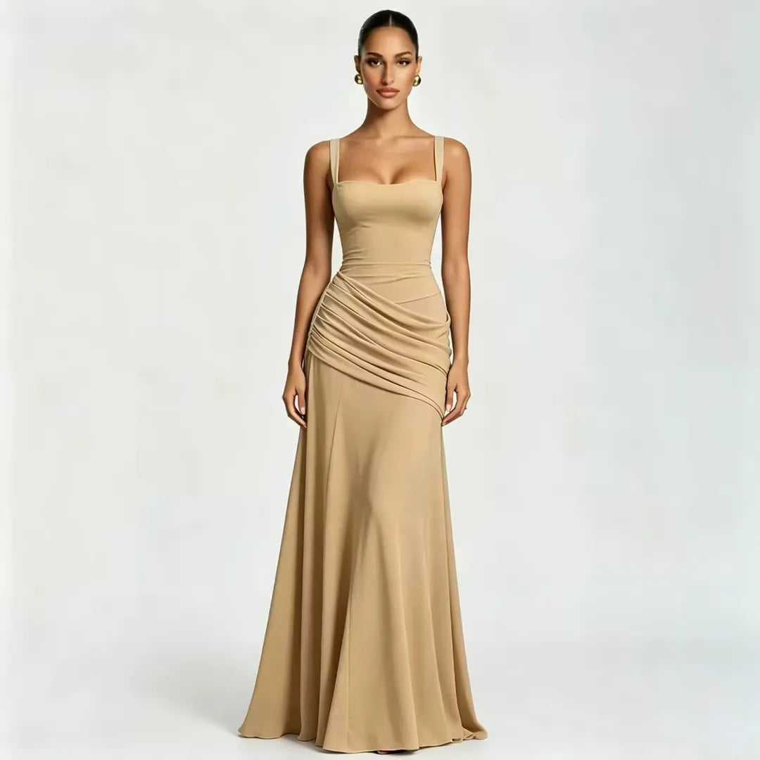 Delvinia | Women's Square Neck Ruched Maxi Dress - Image 8
