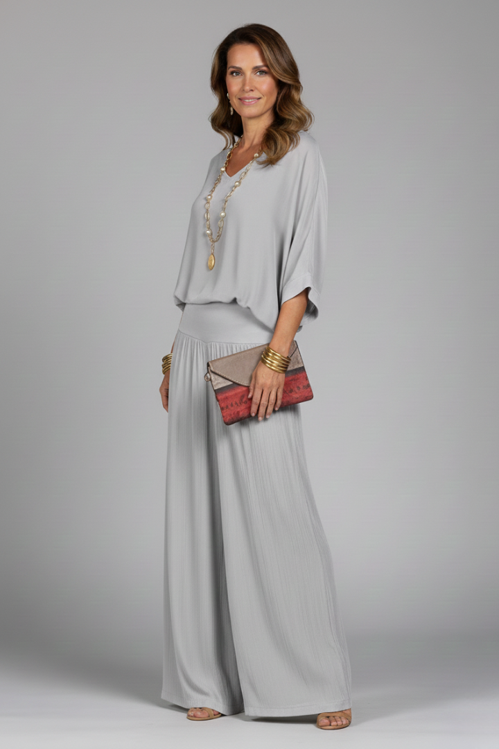 Delvorna | Women's Matching Two Piece Wide Leg Set - Sage - Image 5