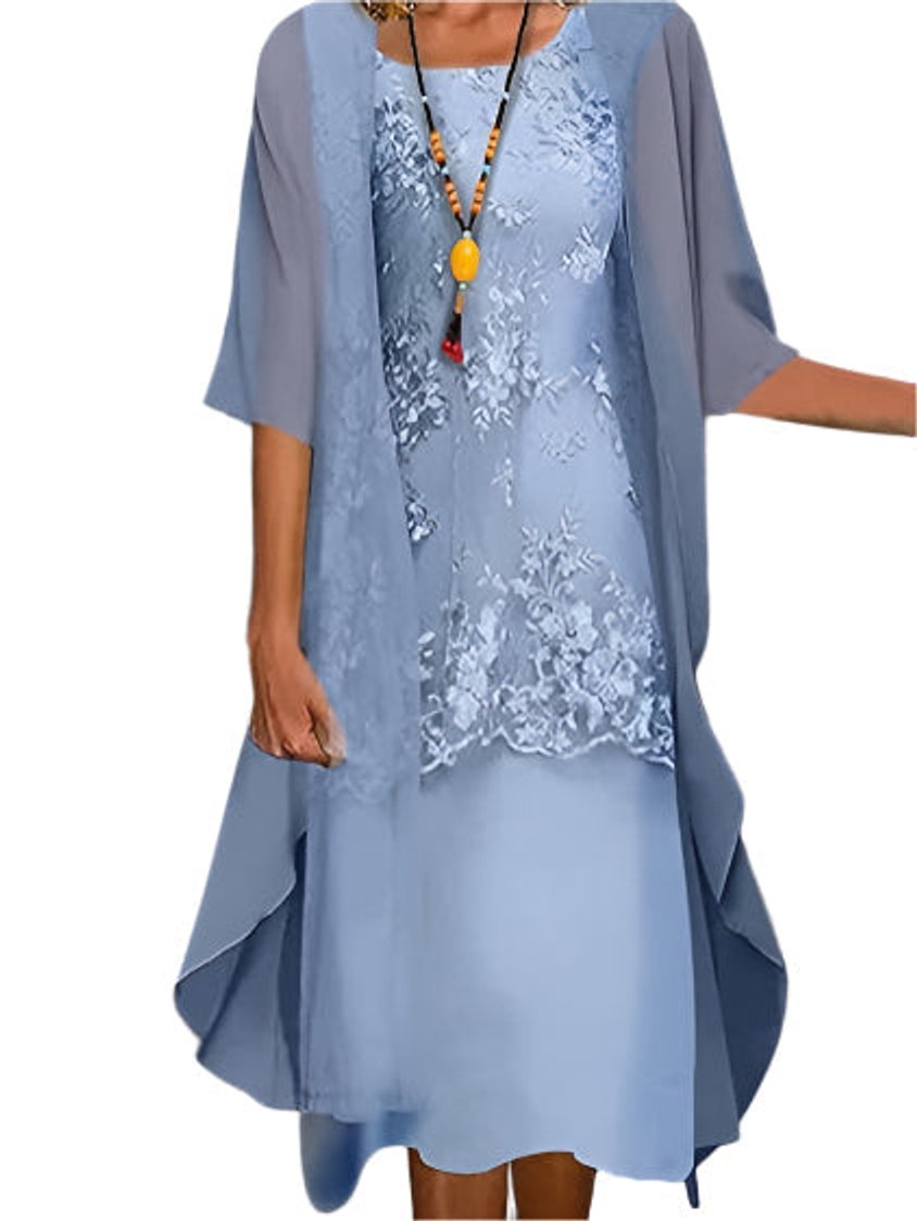 Delvorne | Women's Wedding Guest Dress Lace Midi - Image 1
