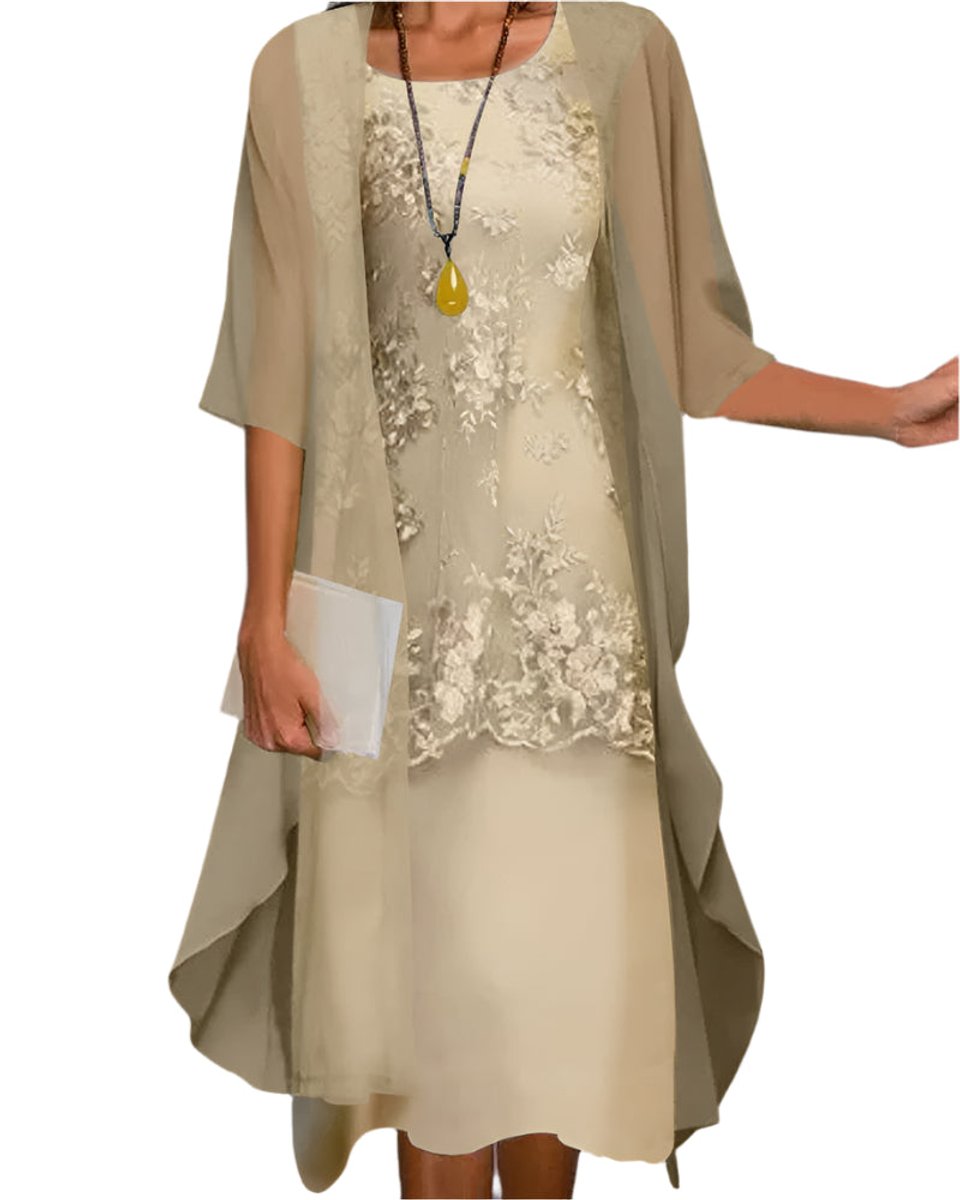 Delvorne | Women's Wedding Guest Dress Lace Midi - Image 2