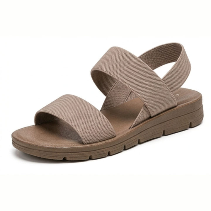 Delwyn | Women's Flat Sandals with Elastic Straps - Taupe - Image 16