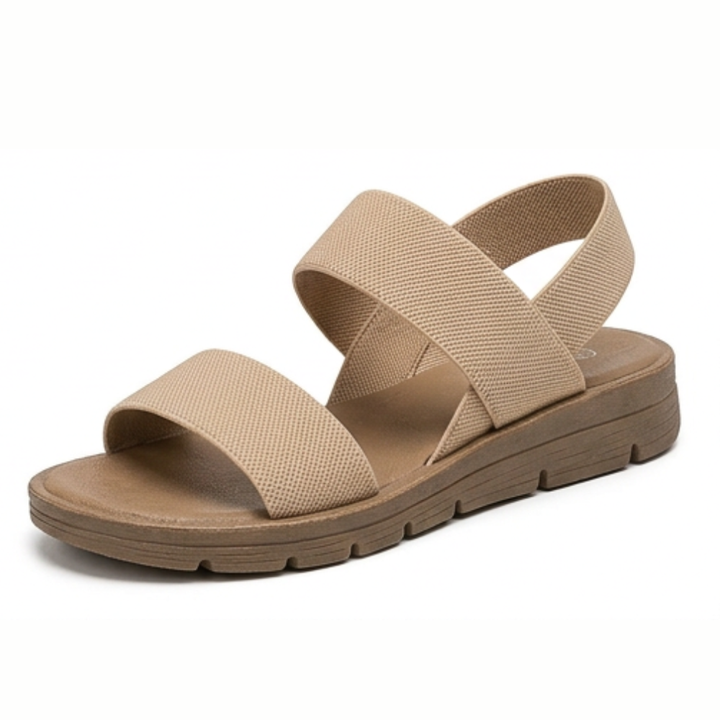 Delwyn | Women's Flat Sandals with Elastic Straps - Taupe - Image 18