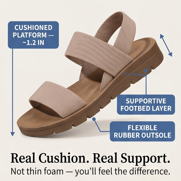 Delwyn | Women's Flat Sandals with Elastic Straps - Taupe - Image 7