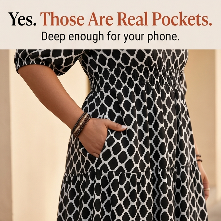 Dorianne | Women's Boho Maxi Dress with Pockets - Black - Image 11
