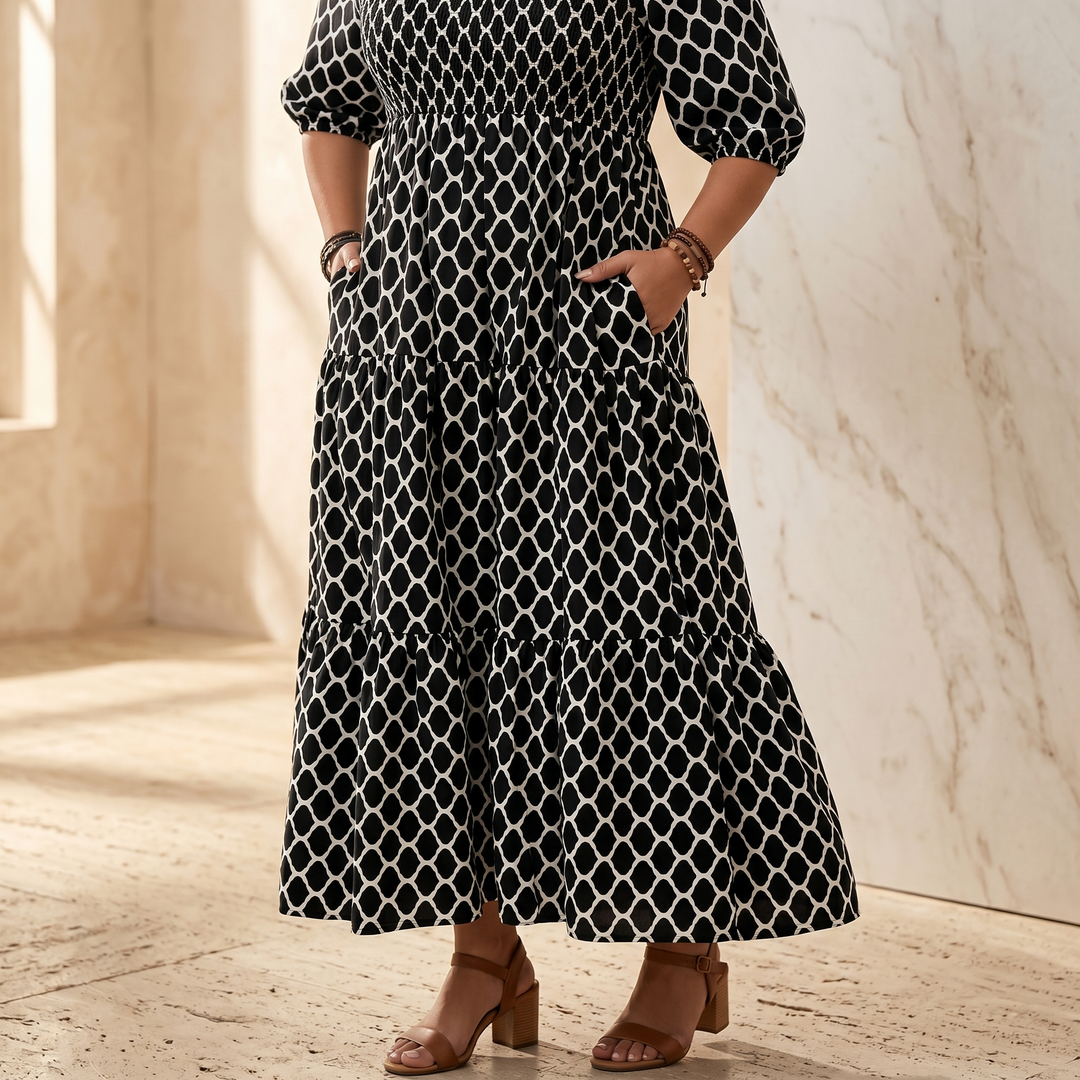 Dorianne | Women's Boho Maxi Dress with Pockets - Black - Image 2
