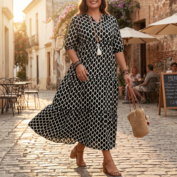Dorianne | Women's Boho Maxi Dress with Pockets - Black - Image 3