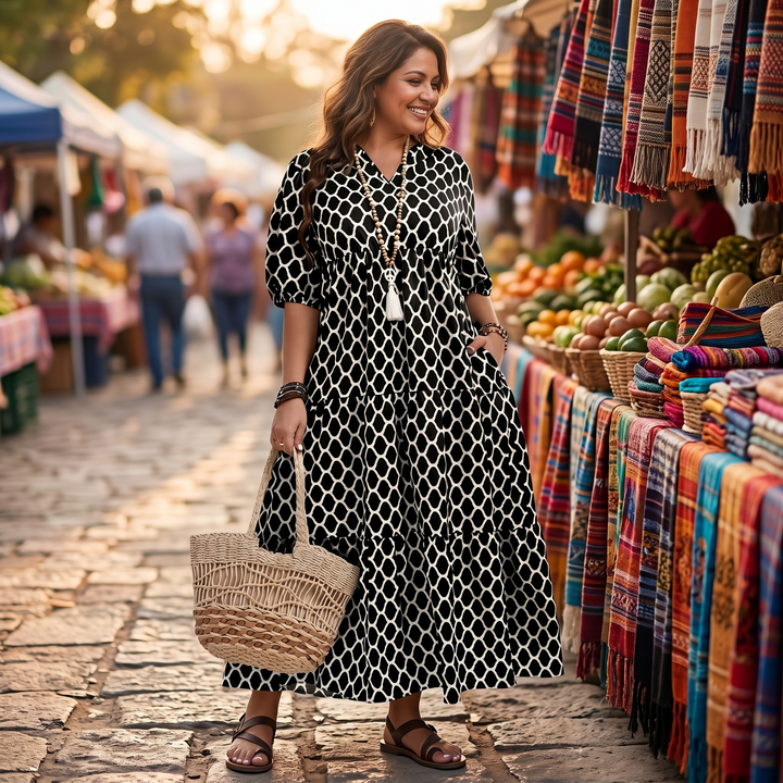 Dorianne | Women's Boho Maxi Dress with Pockets - Black - Image 6
