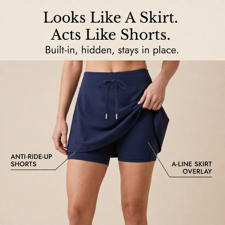 Dovima | Women's Skort Set with Built-In Shorts - Navy - Image 7