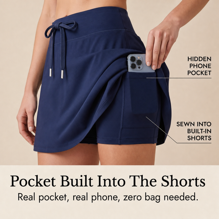 Dovima | Women's Skort Set with Built-In Shorts - Navy - Image 8