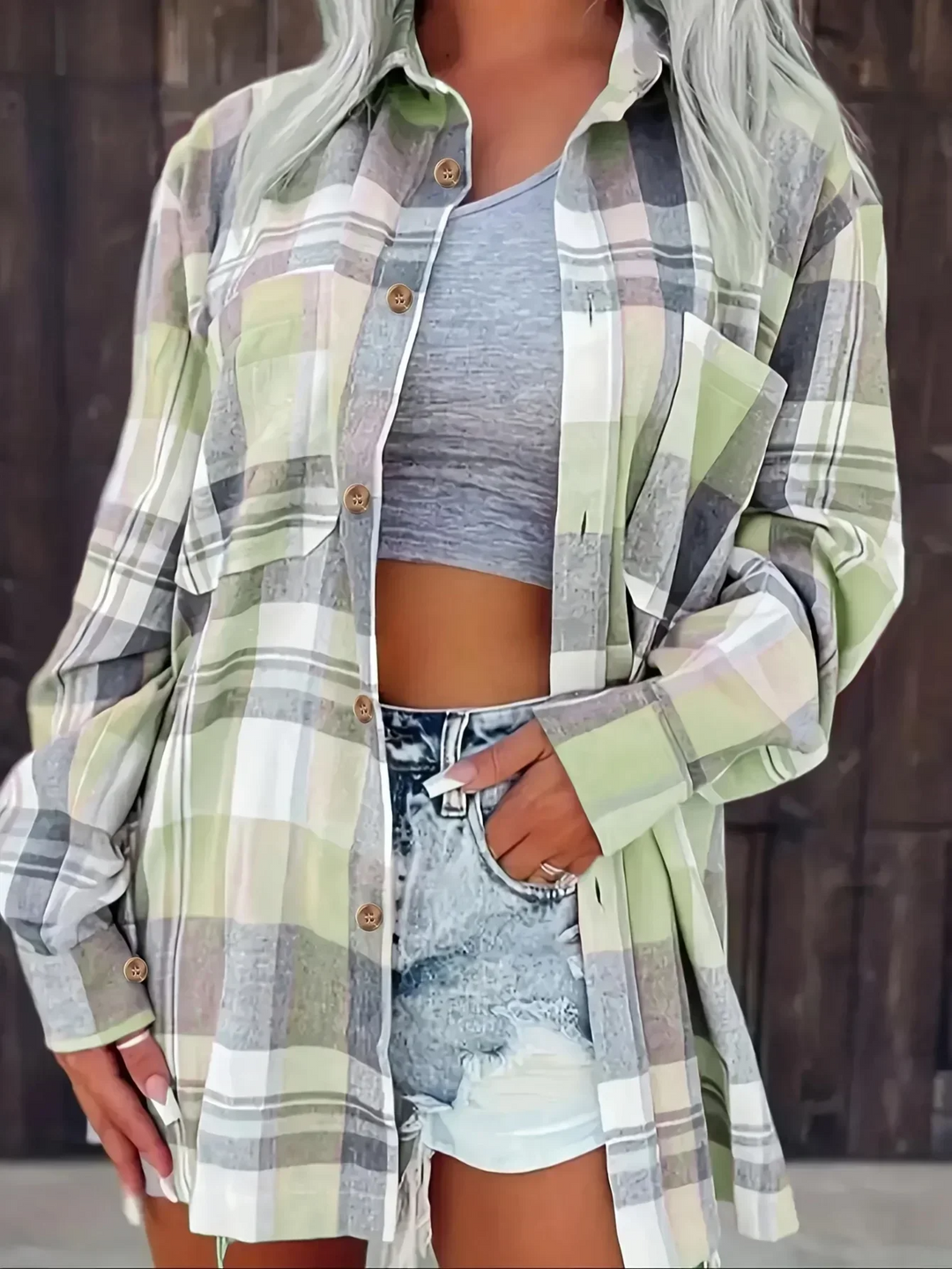 Sadie | Women's Plaid Flannel Long Sleeve Button Up Shirt