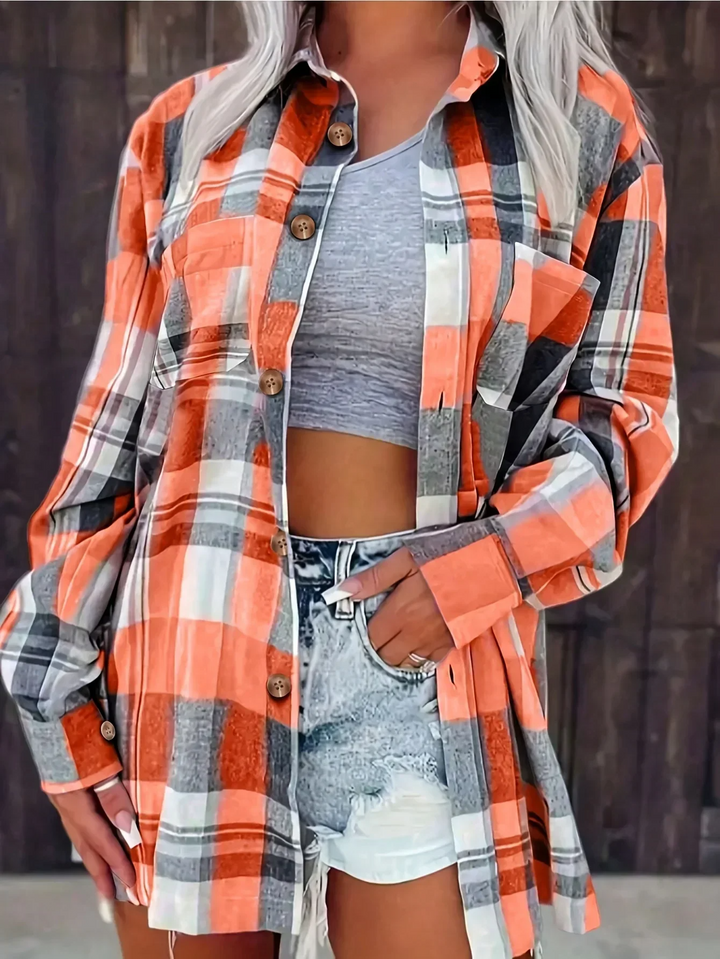 Sadie | Women's Plaid Flannel Long Sleeve Button Up Shirt