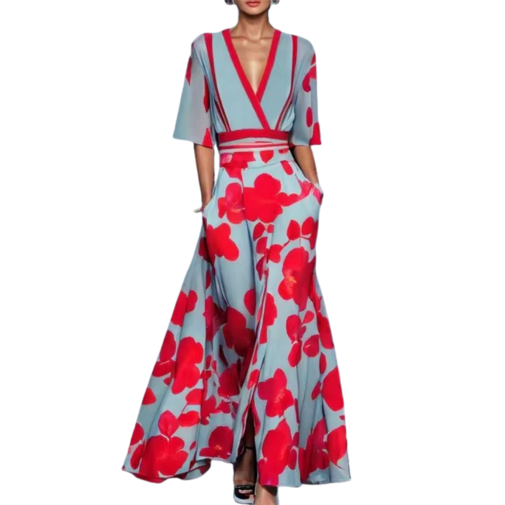Dravenne | Women's Maxi Dress Deep V-Neck - Image 1
