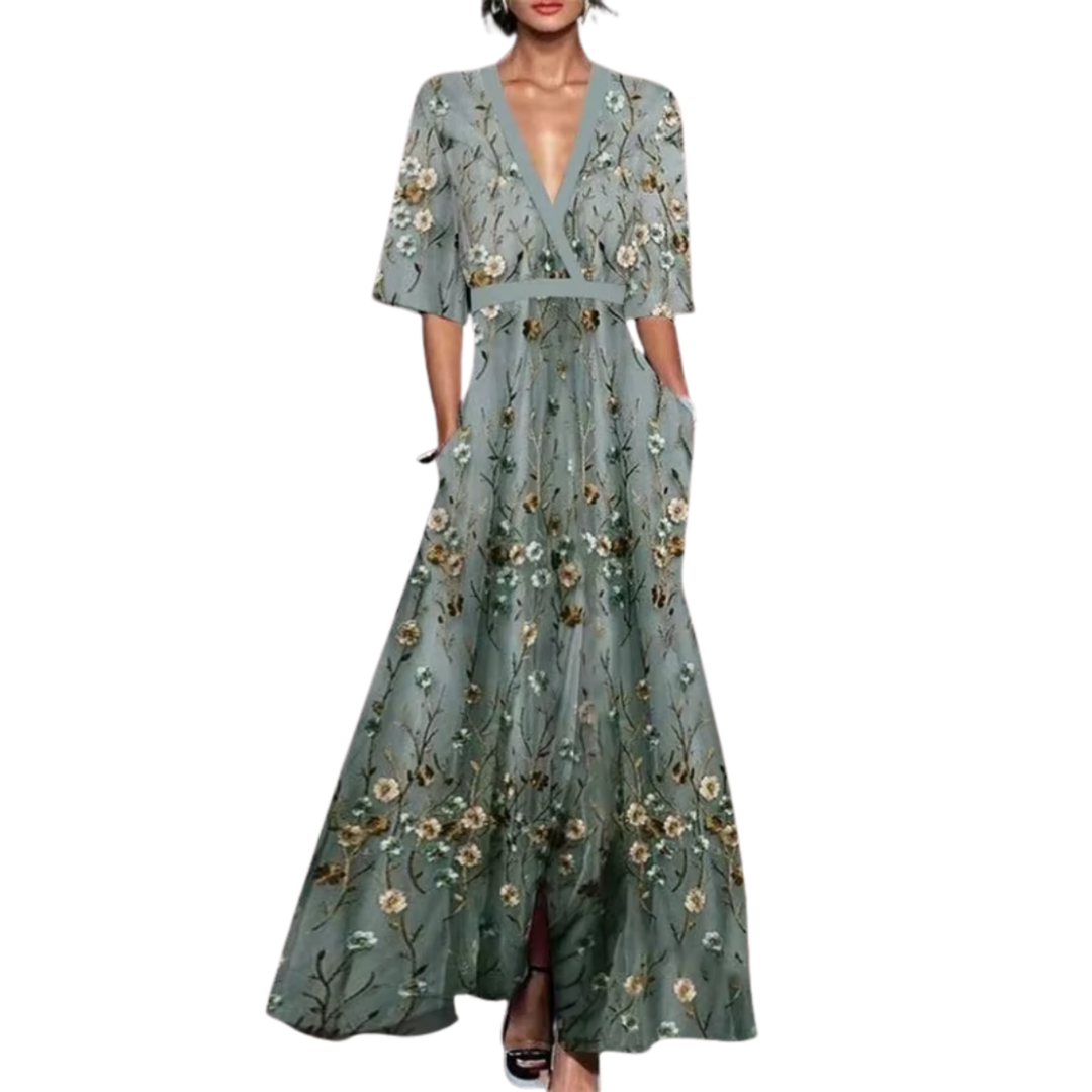 Dravenne | Women's Maxi Dress Deep V-Neck - Image 3