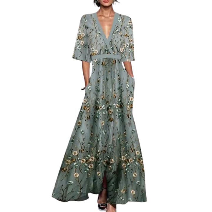 Dravenne | Women's Maxi Dress Deep V-Neck - Image 3