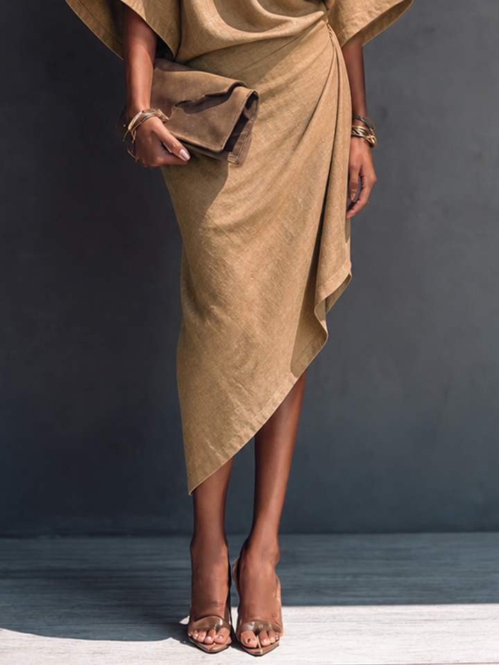 Dravinda | Women's Linen Summer Midi Dress - Camel - Image 6