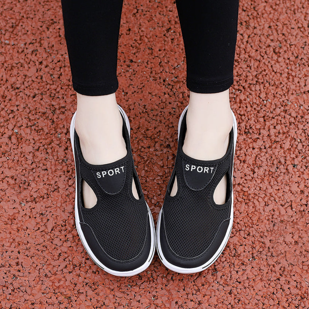 Drovina | Women's Orthopedic Sneaker Mules Slip-On - Black - Image 2