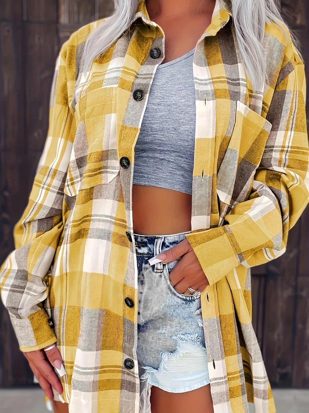 Sadie | Women's Plaid Flannel Long Sleeve Button Up Shirt