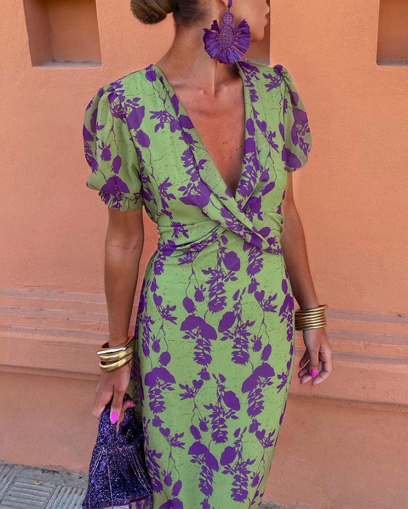 Della | Women's Pleated Floral Print Boho Dress