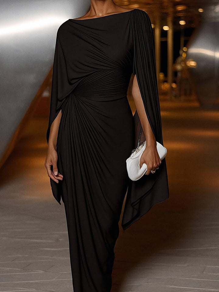 Edwynn | Women's Formal Dress Cape Sleeve Maxi Gown - Blush - Image 2