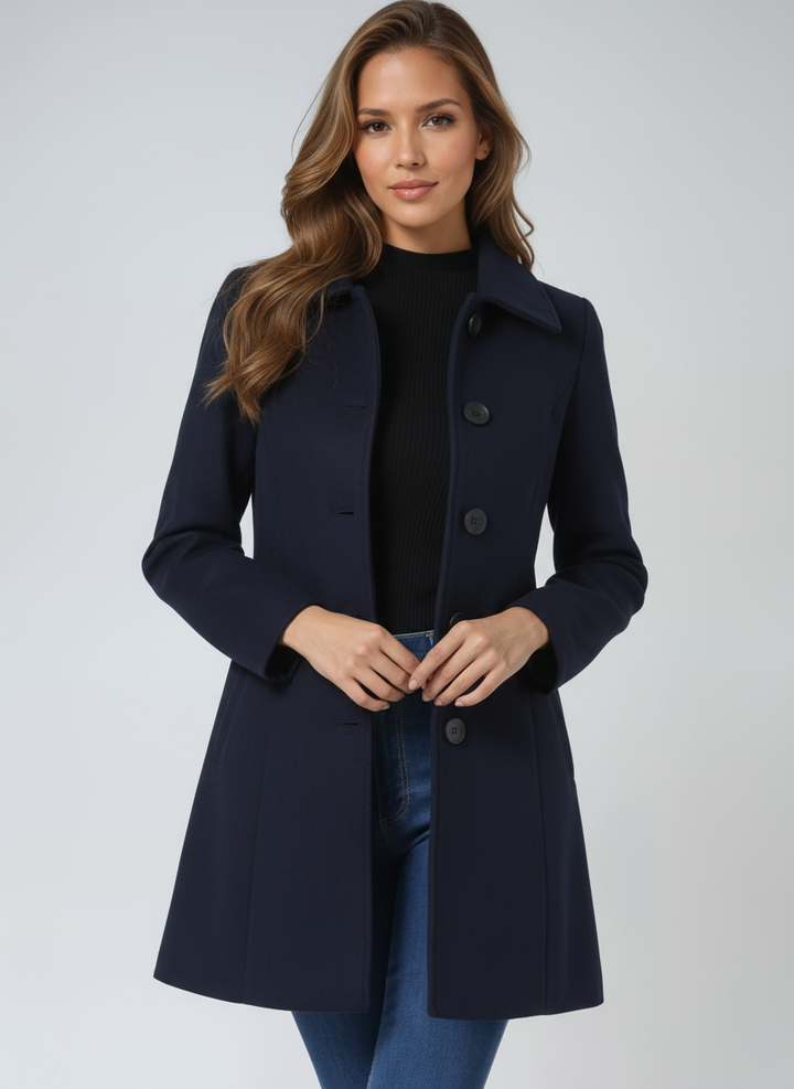 Eirene | Women's Single Breasted Tailored Long Coat - Black - Image 12
