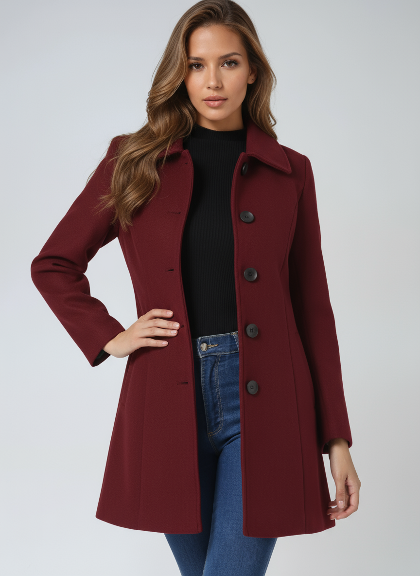 Eirene | Women's Single Breasted Tailored Long Coat - Black - Image 8