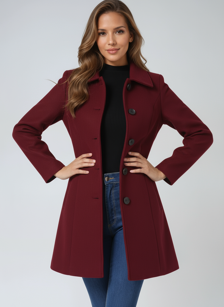 Eirene | Women's Single Breasted Tailored Long Coat - Black - Image 9
