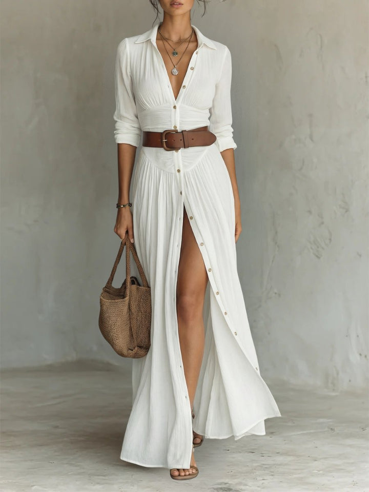Elloway | Women's Summer Maxi Shirt Dress - White - Image 1