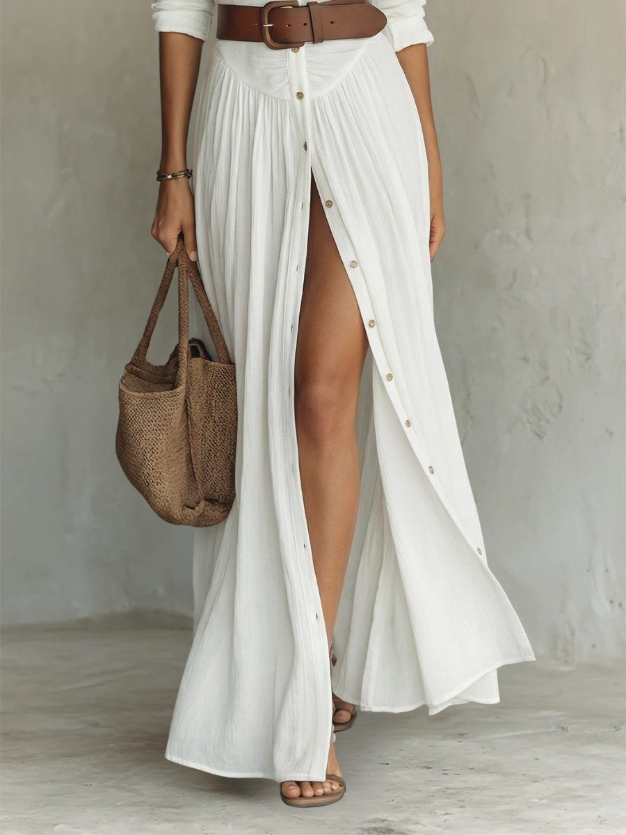 Elloway | Women's Summer Maxi Shirt Dress - White - Image 2