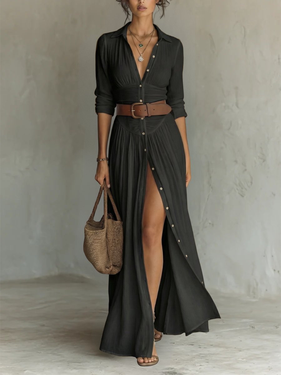 Elloway | Women's Summer Maxi Shirt Dress - White - Image 4