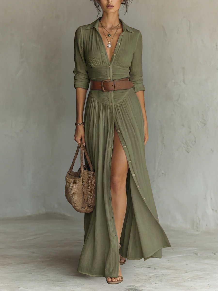 Elloway | Women's Summer Maxi Shirt Dress - White - Image 5