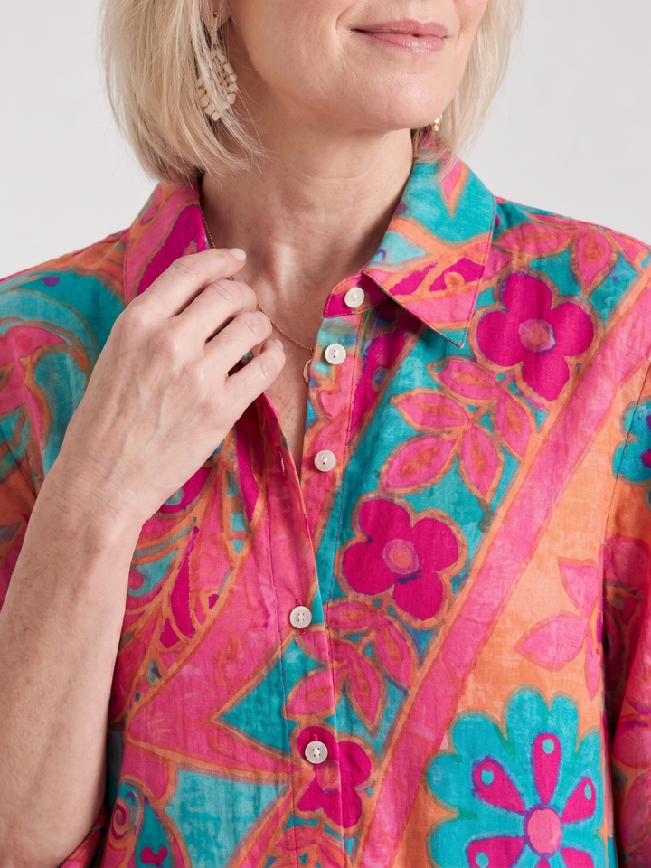 Elmira | Women's Printed Midi Shirt Dress - Image 3