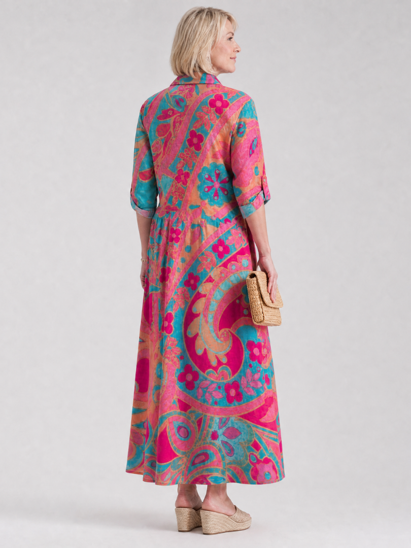Elmira | Women's Printed Midi Shirt Dress - Image 4