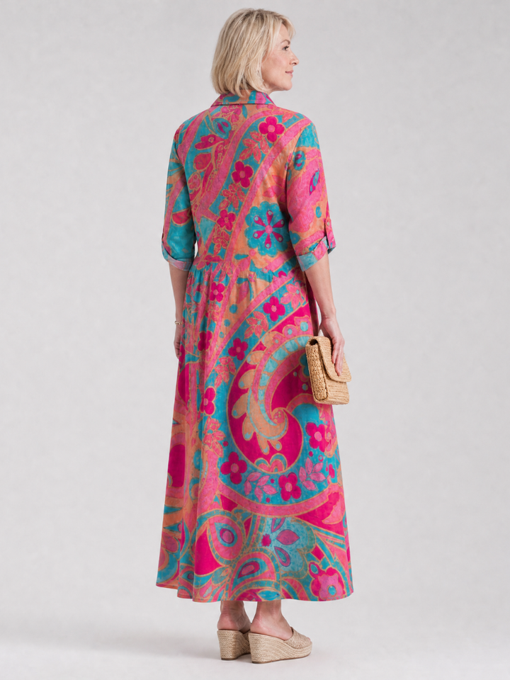 Elmira | Women's Printed Midi Shirt Dress - Image 4