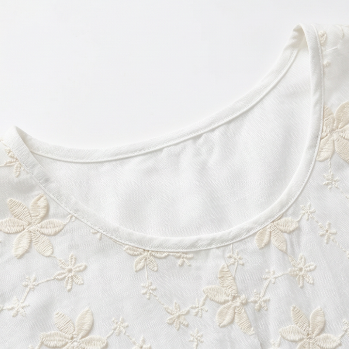 Elodie | Women's Floral Embroidered Relaxed Blouse - White - Image 10
