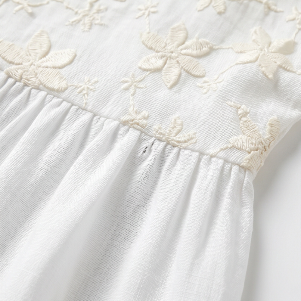 Elodie | Women's Floral Embroidered Relaxed Blouse - White - Image 8