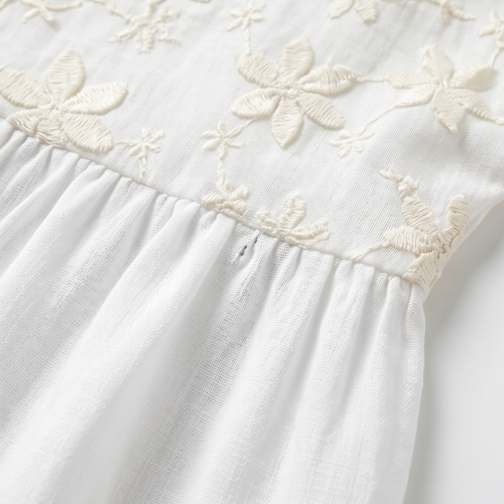 Elodie | Women's Floral Embroidered Relaxed Blouse - White - Image 8