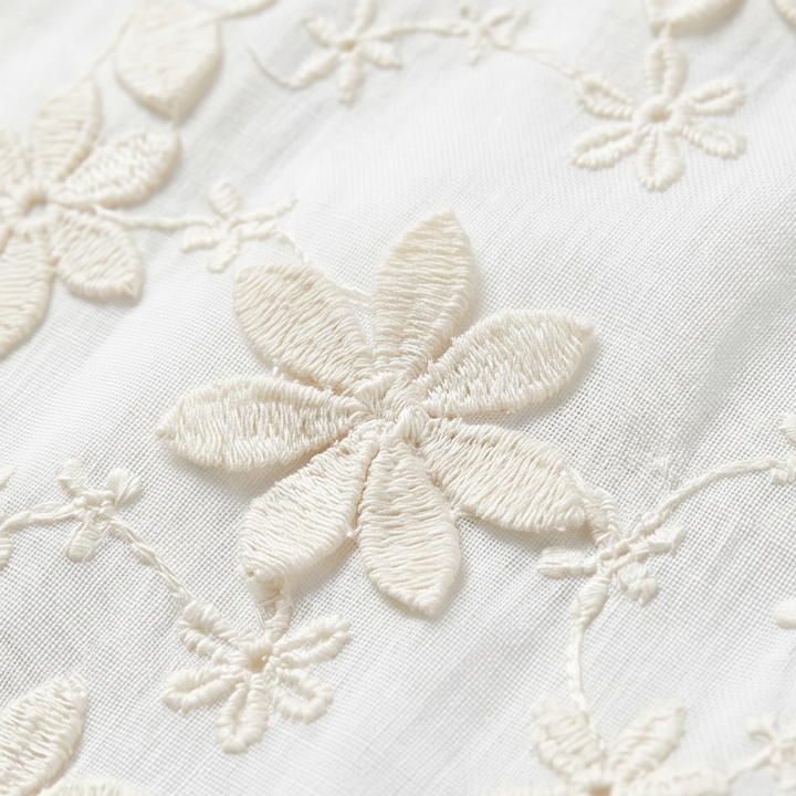Elodie | Women's Floral Embroidered Relaxed Blouse - White - Image 9